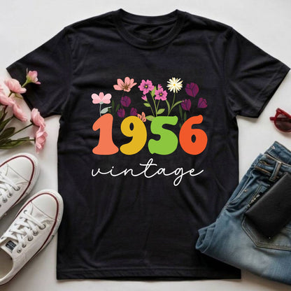 70th Birthday Shirt Women Made in 1956 T-Shirt 70 Years Loved Floral Birthday Gift