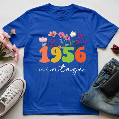70th Birthday Shirt Women Made in 1956 T-Shirt 70 Years Loved Floral Birthday Gift
