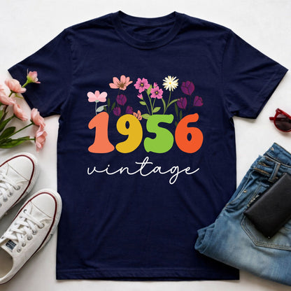 70th Birthday Shirt Women Made in 1956 T-Shirt 70 Years Loved Floral Birthday Gift