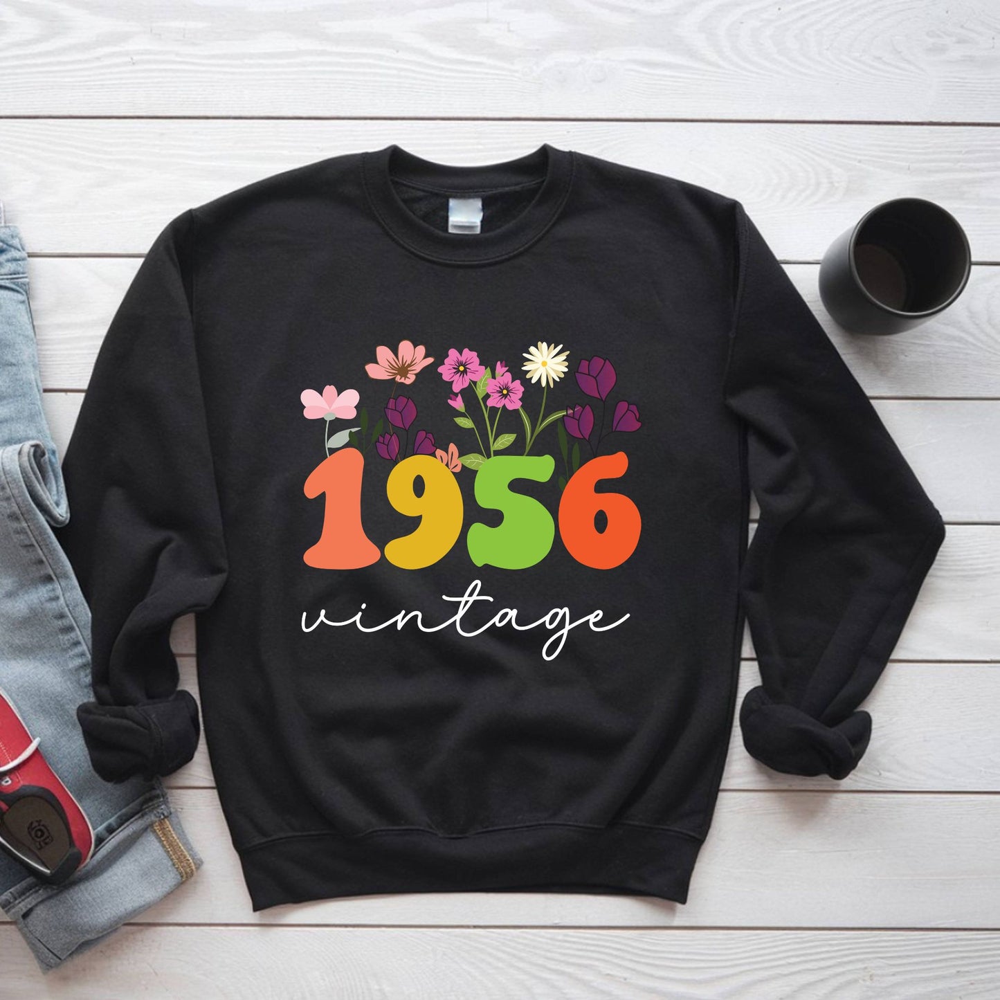 70th Birthday Shirt Women Made in 1956 T-Shirt 70 Years Loved Floral Birthday Gift