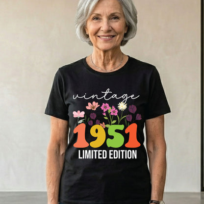 75th Birthday Shirt Women Made in 1951 T-Shirt 75 Years Loved Floral Birthday Gift Vintage 1951 Sweatshirt Seventy Fifth Birthday Party Outfit