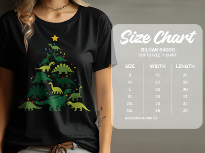 Festive Dinosaur Tree Graphic Women's Softstyle T-Shirt