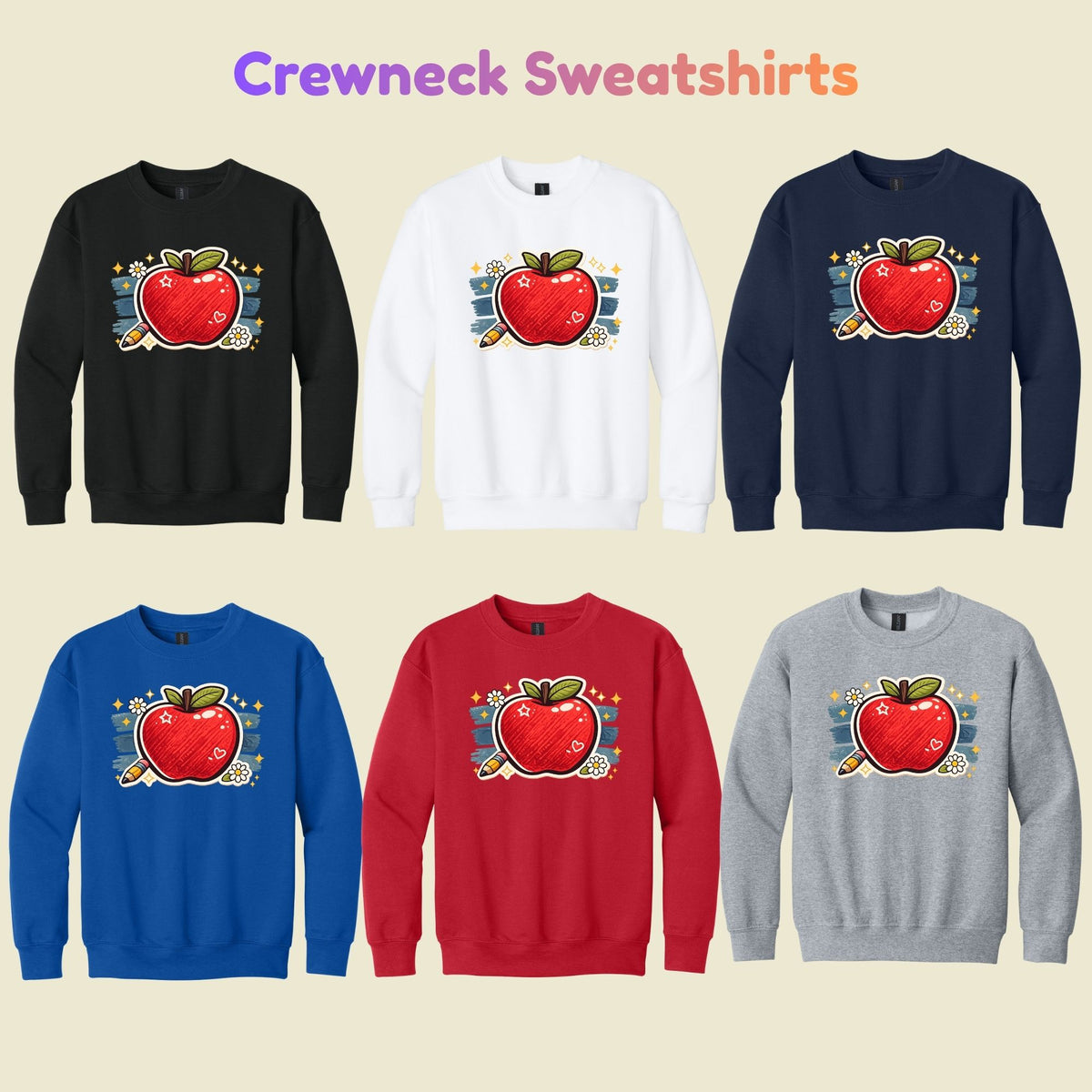 Teacher Retro Red Apple Pencil T-Shirt, Cute Daisy Sparkle Back to School Tee
