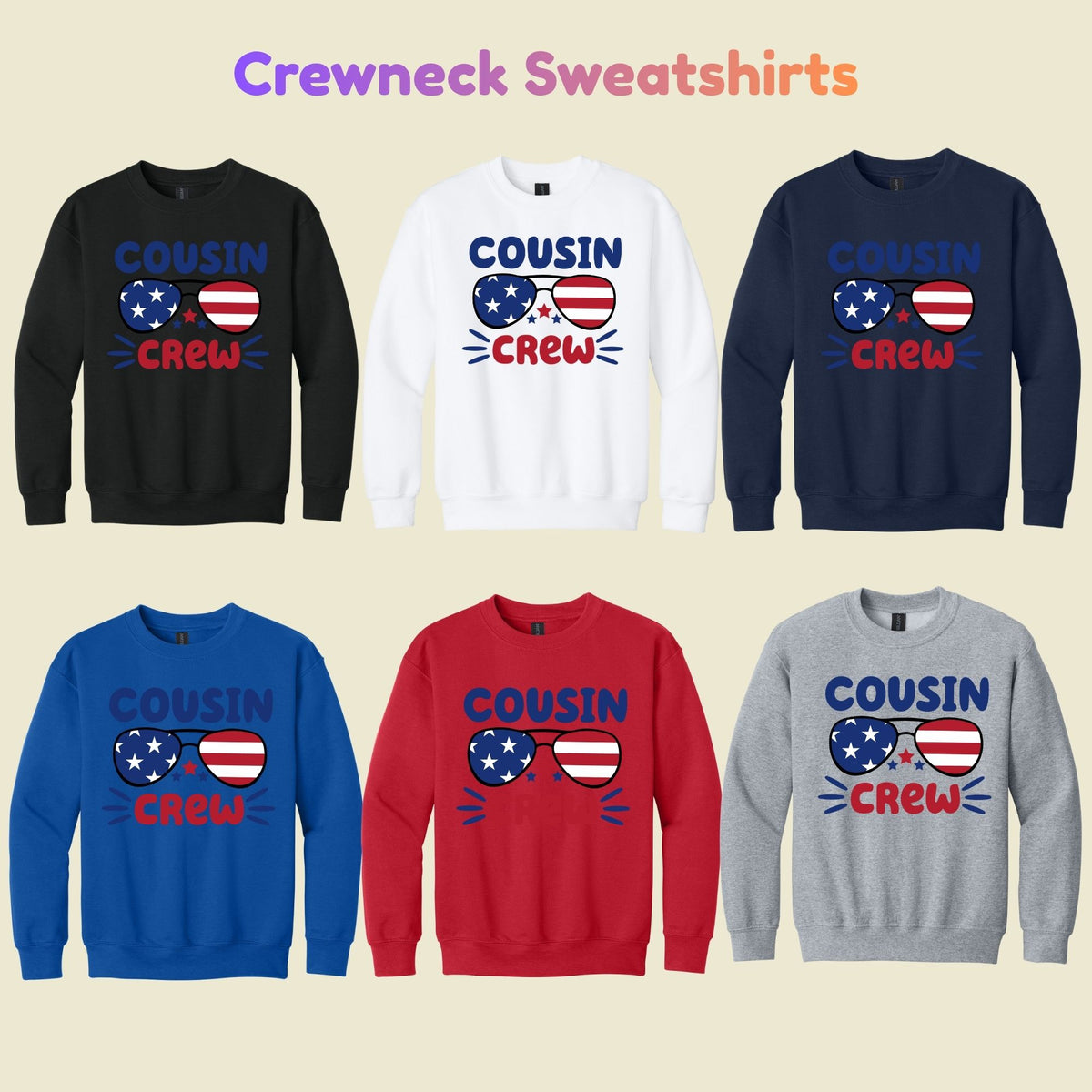 Cousin Crew T-Shirt, Patriotic USA Sunglasses Tee for Toddler and Kids