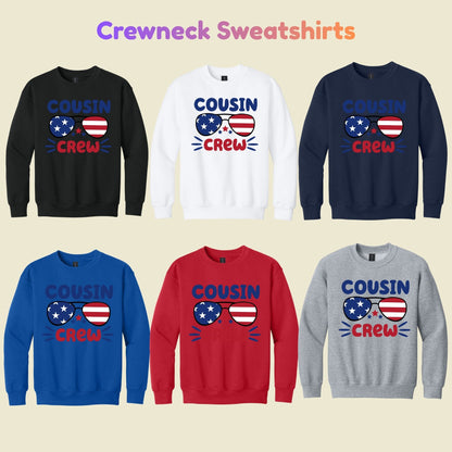 Cousin Crew T-Shirt, Patriotic USA Sunglasses Tee for Toddler and Kids