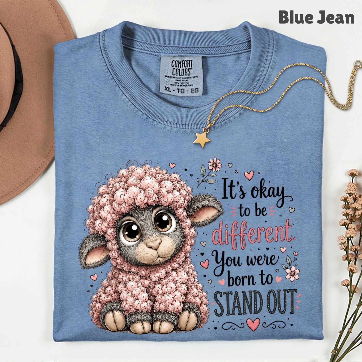 Inspirational Black Sheep Born to Stand Out T-Shirt, Cute Lamb Quote Tee