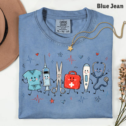 Cute Nurse Life Medical T-Shirt, Stethoscope Scrubs Syringe First Aid Healthcare Tee
