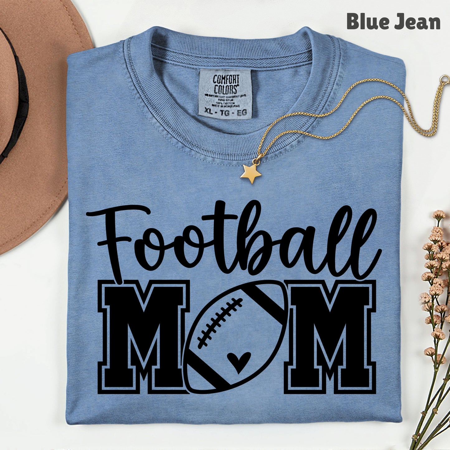 Football Mom Game Day Heart T-Shirt, Sports Season Varsity Letters Comfort Color Tee