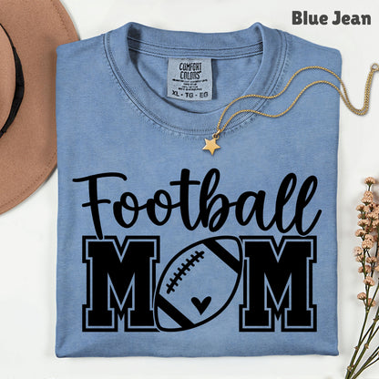 Football Mom Game Day Heart T-Shirt, Sports Season Varsity Letters Comfort Color Tee