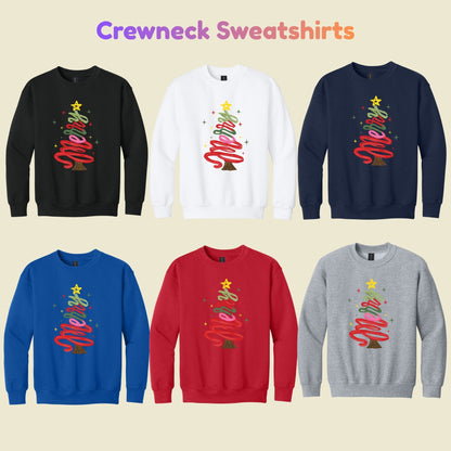 Merry Christmas T-Shirt, Script Tree Sparkle Tee, Festive Holiday Sweatshirt