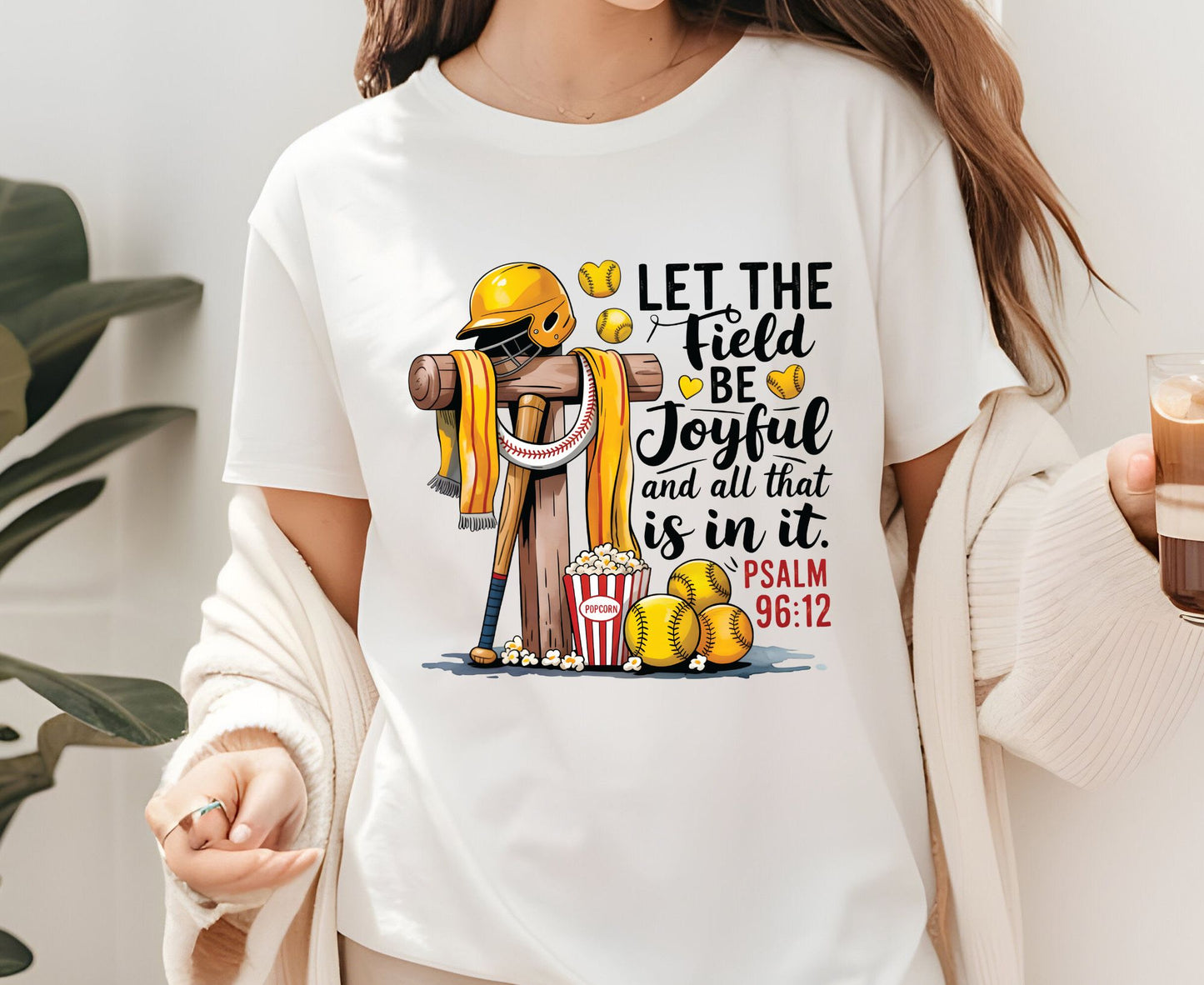 Let The Field Be Joyful T Shirt Psalm 96:12 Baseball Tee Christian Sports Shirt Adult Youth Toddler Baby Religious Gift Baseball Coach Tee