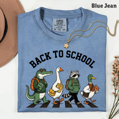 Back to School Animal T-Shirt, Abbey Road Alligator Goose Raccoon Duck Tee Sweatshirt