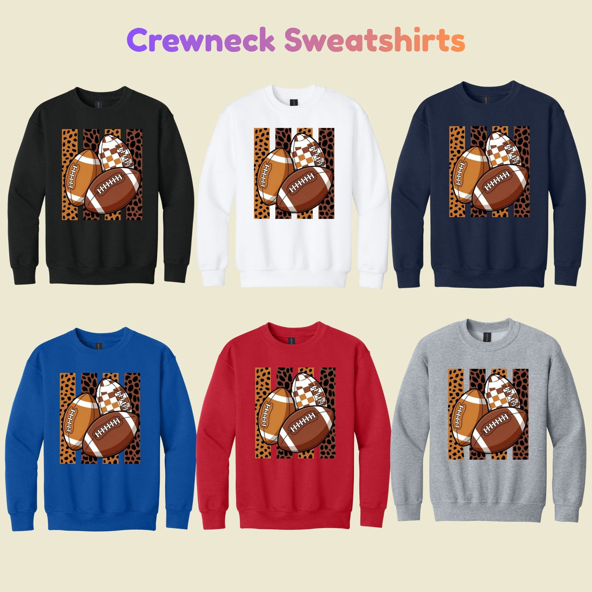 Leopard Football Game Day T-Shirt, Brown Checkered Football Season Tee for Youth