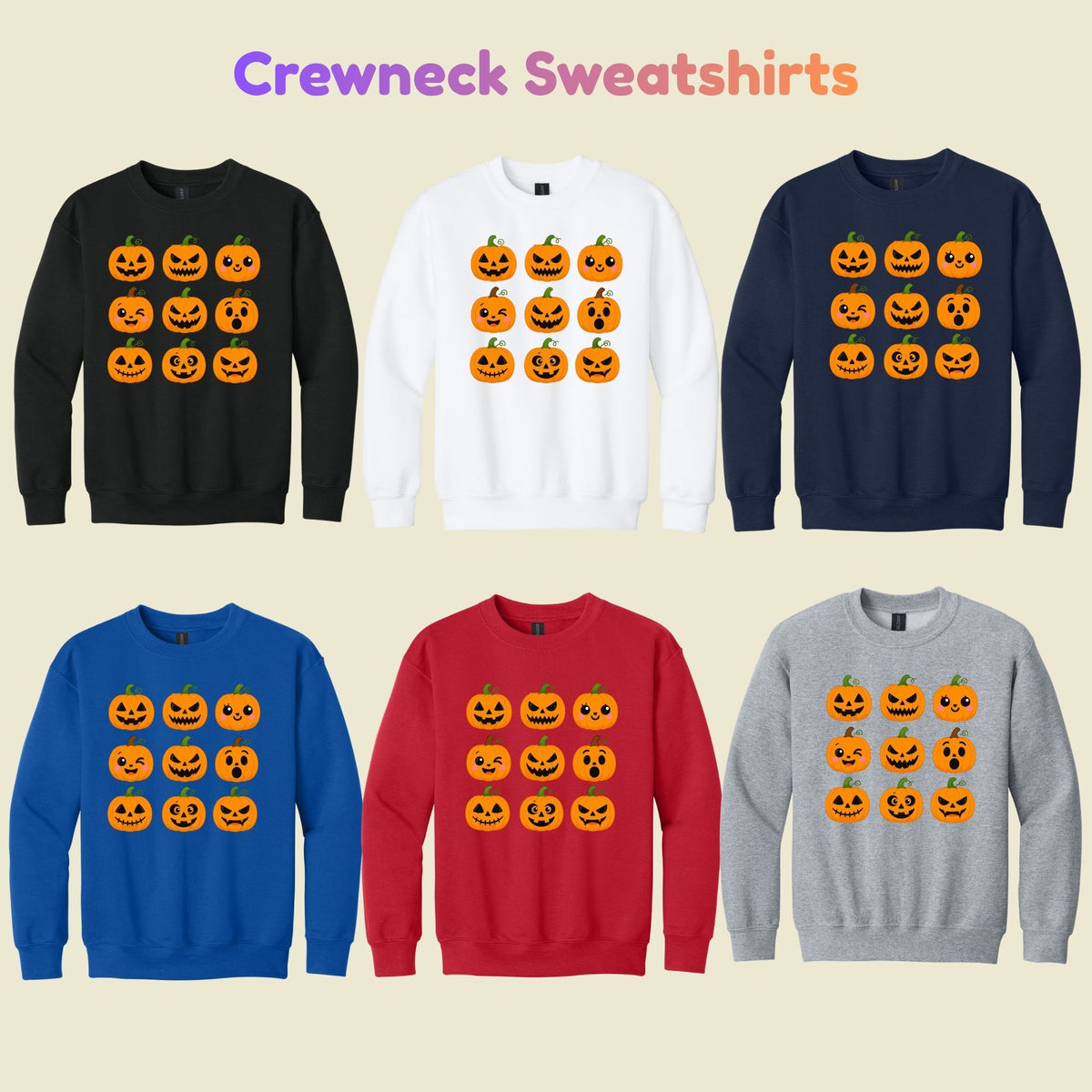 Pumpkin Faces Halloween T-Shirt for Toddler and Kids