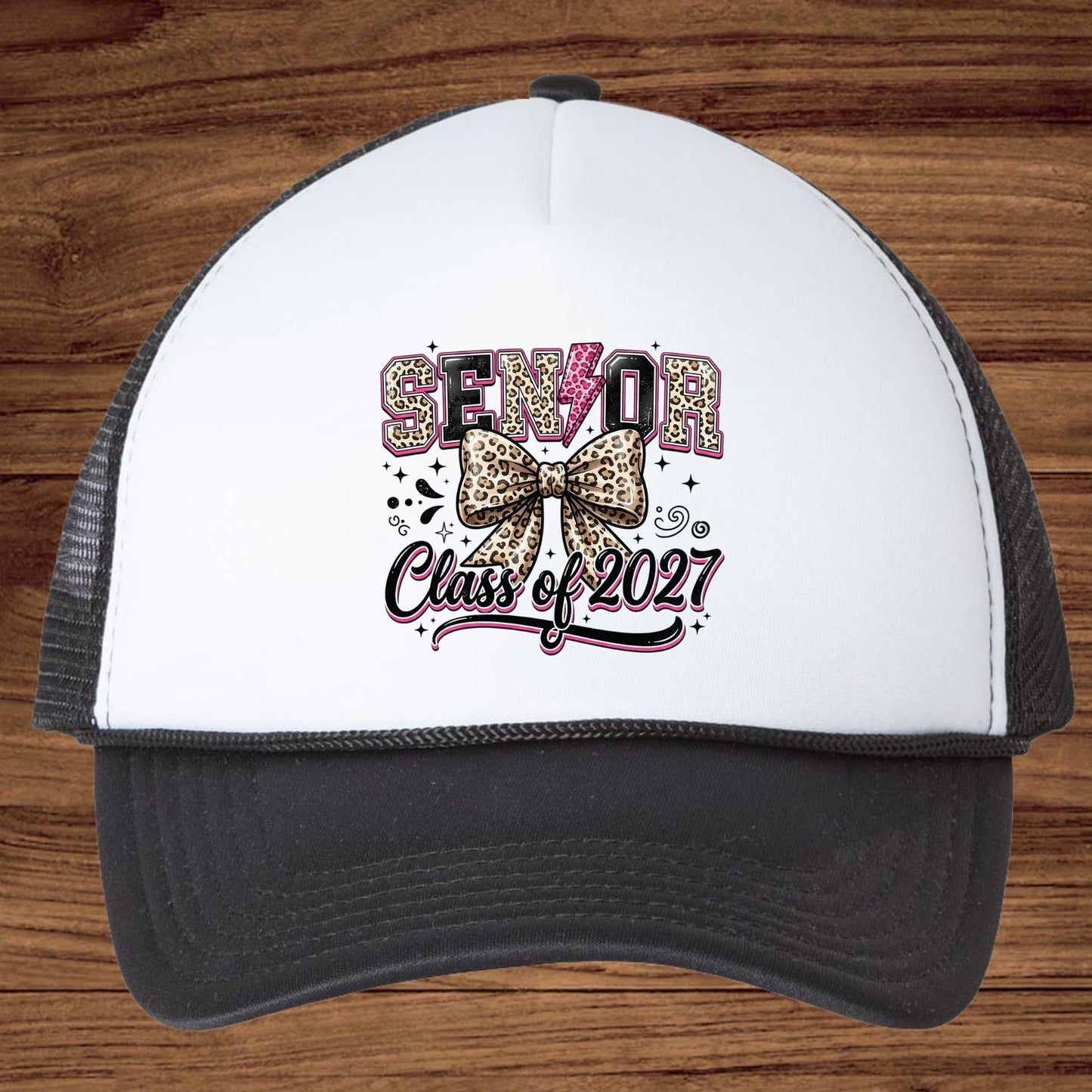 Senior Class of 2027 DTF Transfer Ready to Press Graduation Heat Transfer for Shirts Leopard Bow Pink Lightning Bolt Graphic Tee