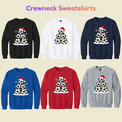 Christmas Soccer T-Shirt, Soccer Ball Santa Hat and Lights Tee, Festive Holiday Sweatshirt