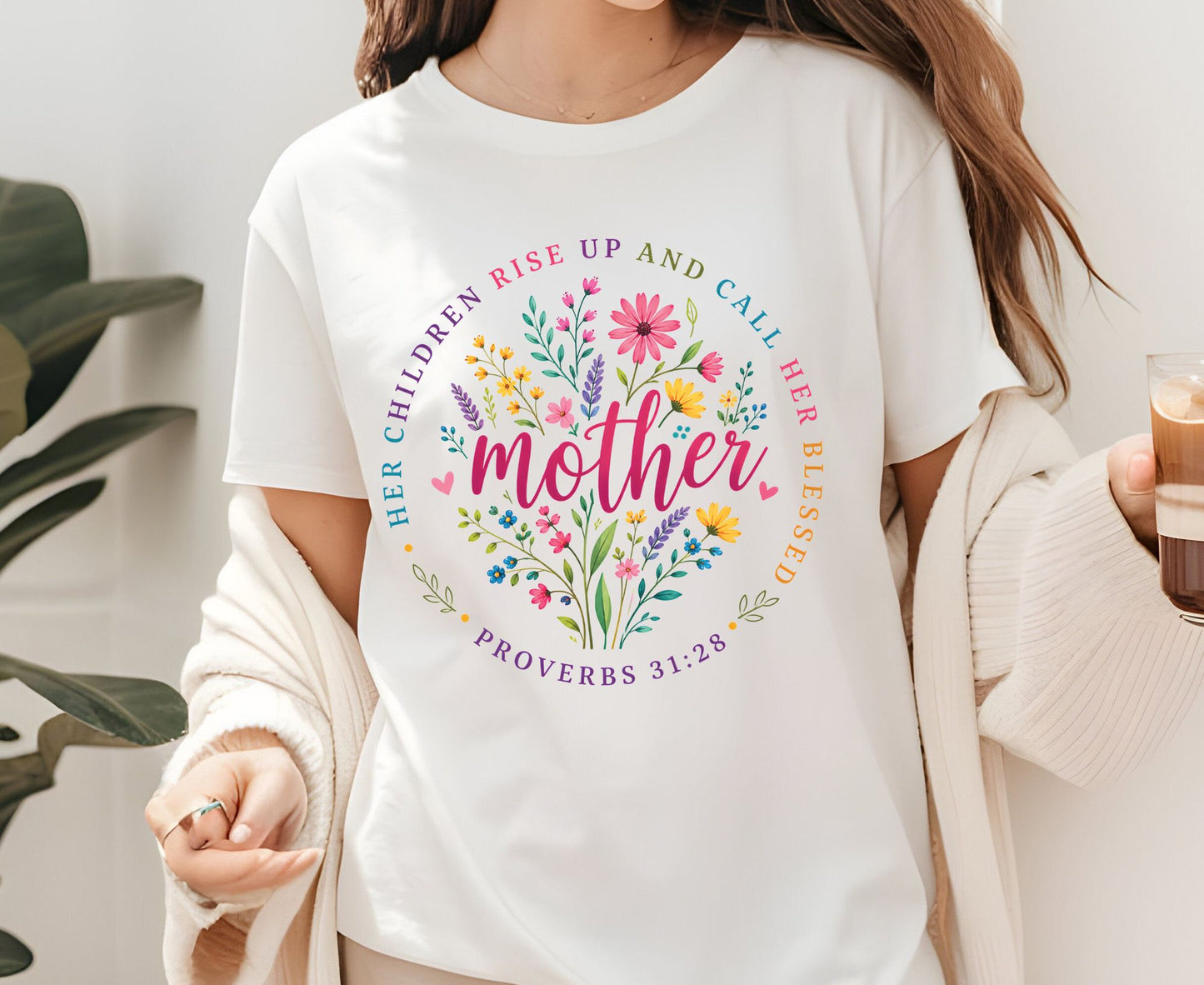 Proverbs 31:28 Mother T Shirt Christian Floral Tee Her Children Call Her Blessed Shirt Religious Mom Gift Adult Youth Toddler Baby Apparel