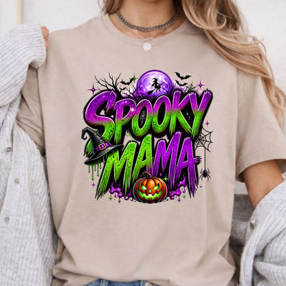 Halloween Mama Sweatshirt Spooky Mom T Shirts Fall Season Ghost Tees