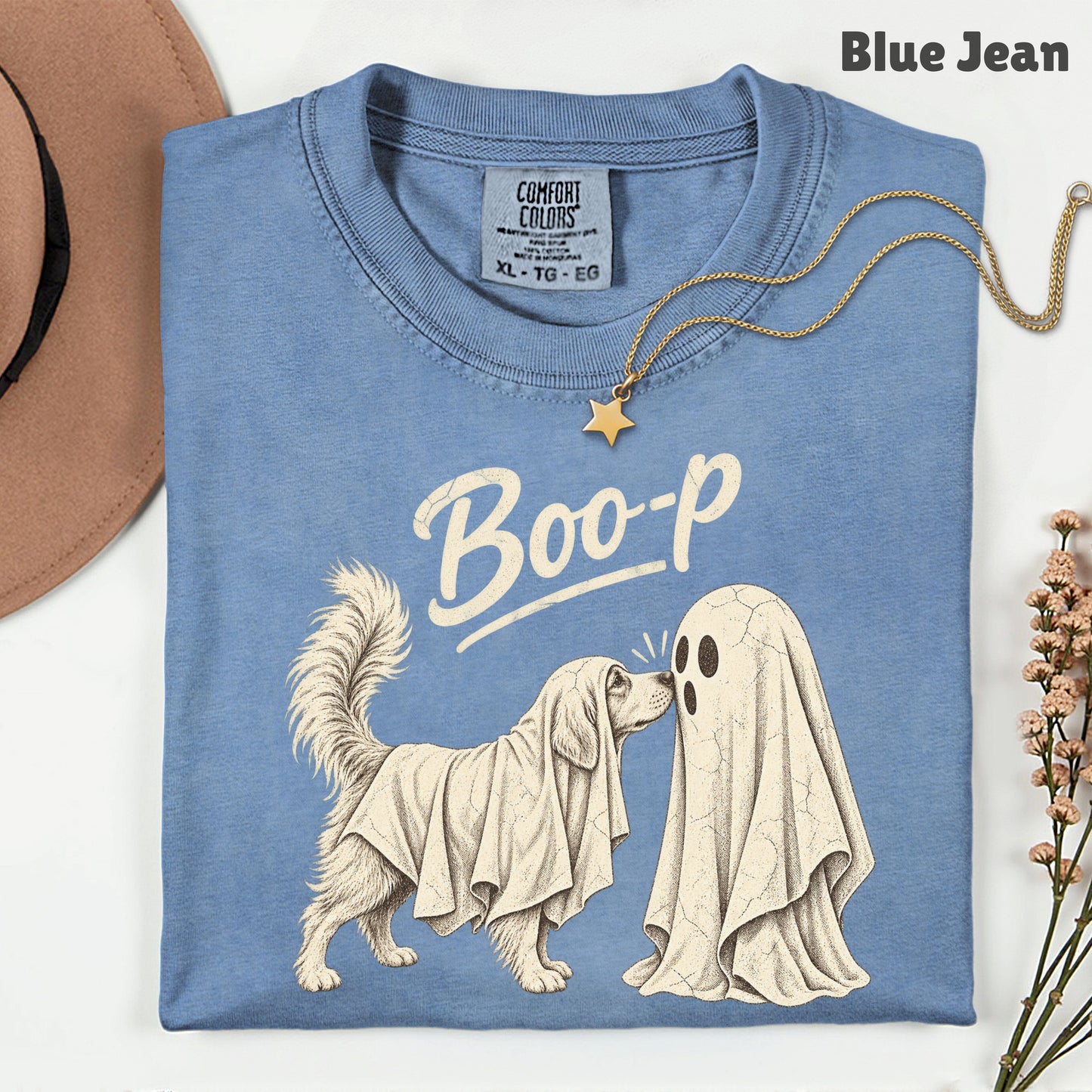 Halloween Dog Ghost Boop T-Shirt, Cute Spooky Season Golden Retriever Dog Lover Tee