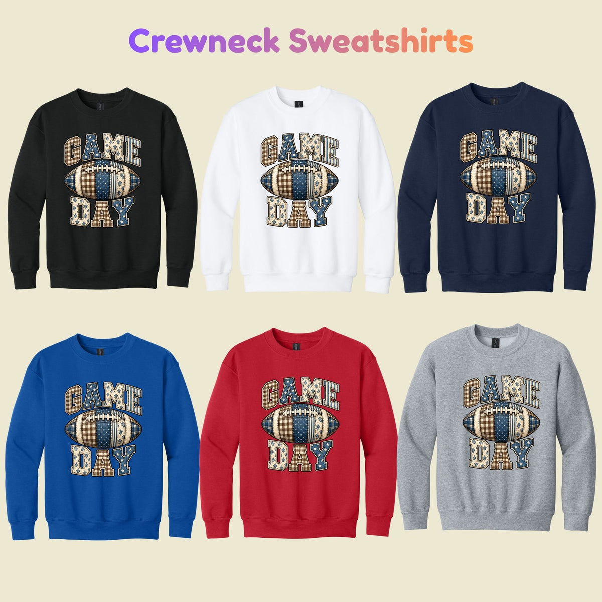 Game Day Football T-Shirt, Blue Plaid Patchwork Tee for Toddler and Kids