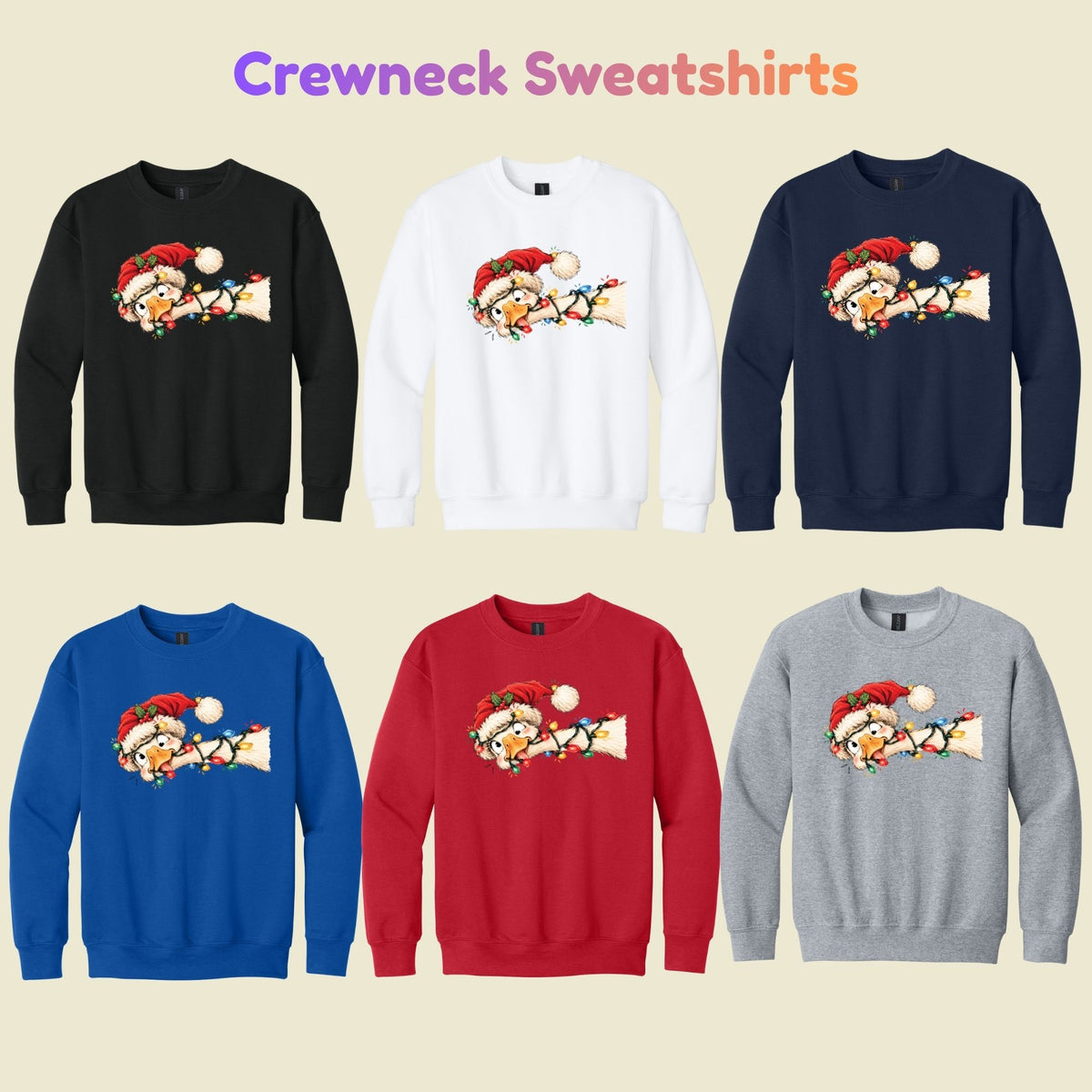 Funny Christmas Goose T-Shirt, Tangled Holiday Lights and Santa Hat Graphic Tee