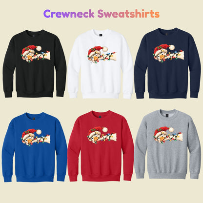Funny Christmas Goose T-Shirt, Tangled Holiday Lights and Santa Hat Graphic Tee