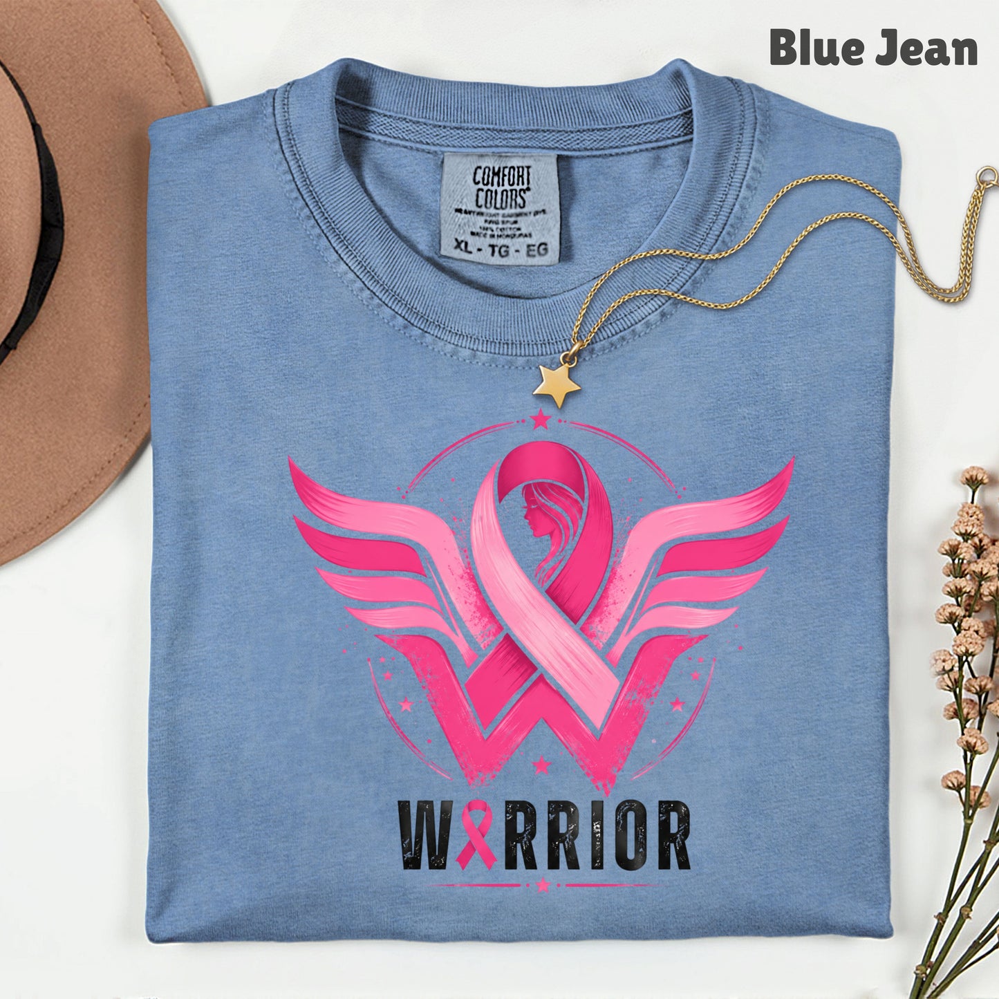 Breast Cancer Pink Ribbon Warrior T-Shirt, Wings Hope Survivor Awareness Tee