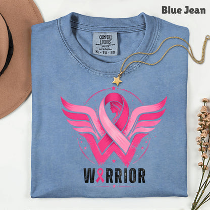 Breast Cancer Pink Ribbon Warrior T-Shirt, Wings Hope Survivor Awareness Tee