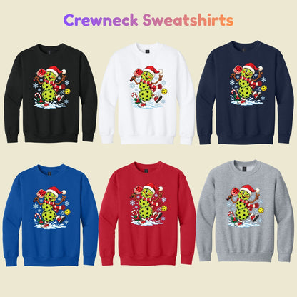 Pickleball Snowman Christmas T-Shirt, Santa Hat and Paddle Graphic Tee, Funny Holiday Sports Shirt