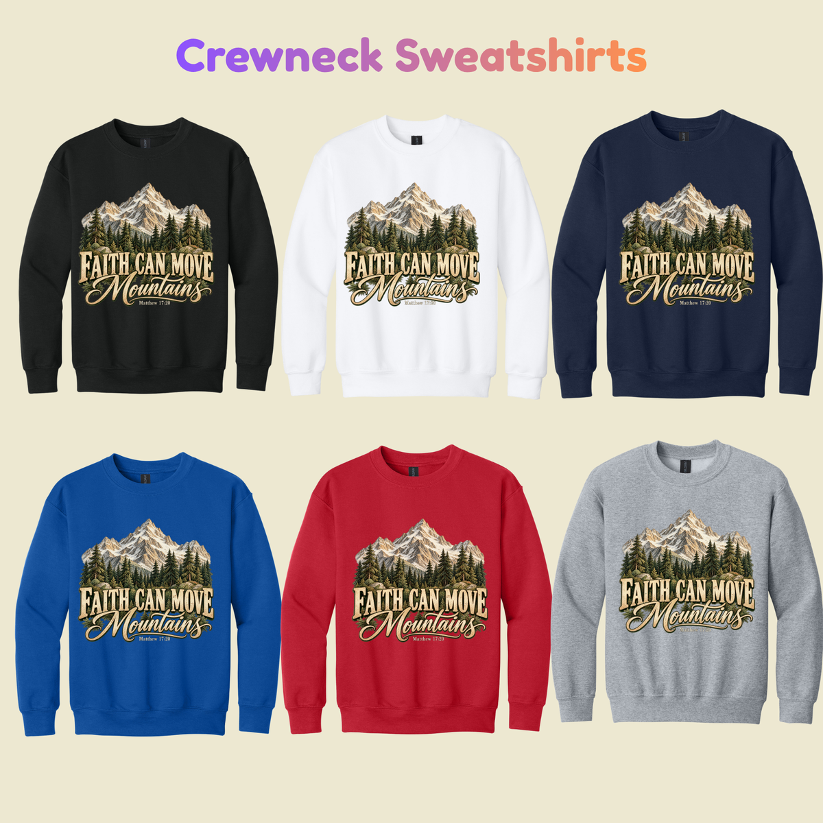 Faith Can Move Mountain Shirts for Hiking Adventure Christian Sweatshirts for Adult Youth Long Sleeve T Shirts