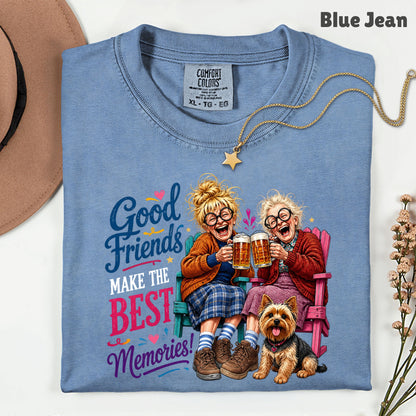 Funny Best Friends Good Friends Best Memories T-Shirt, Old Ladies Yorkshire Terrier Tee