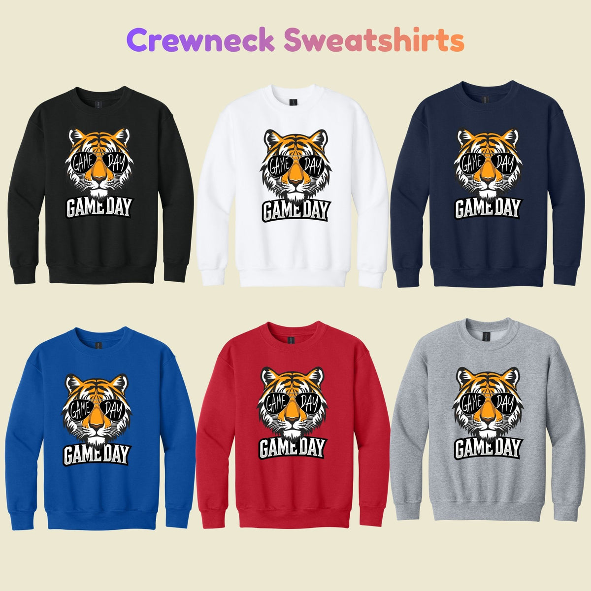 Game Day Tiger Mascot T-Shirt, Football Sports Sunglasses Team Spirit Tee for Toddler and Kids