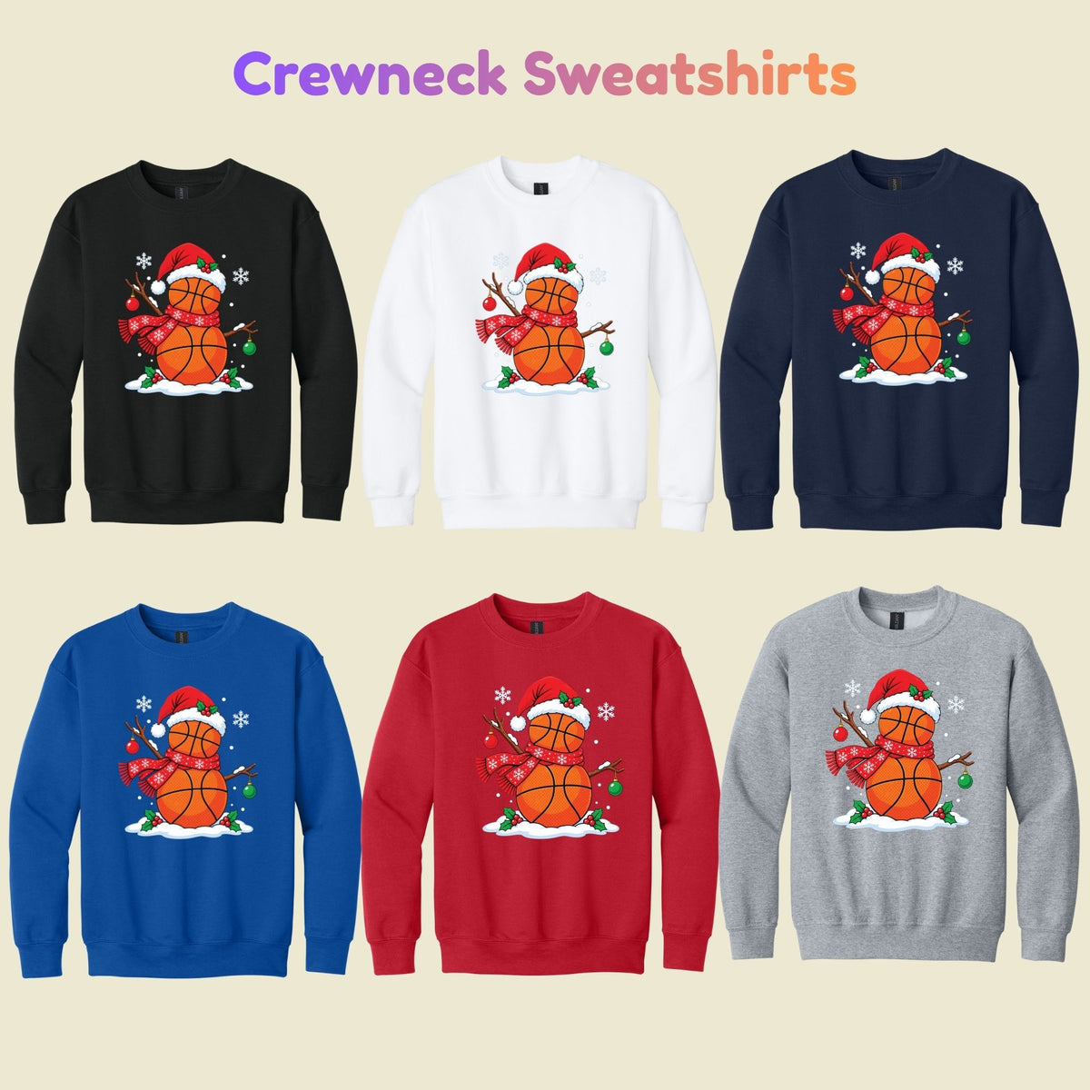 Christmas Basketball Snowman T-Shirt, Santa Hat and Scarf Holiday Sports Graphic Tee