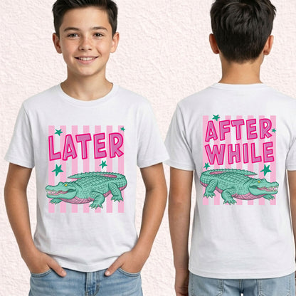 Later Gator Alligator Summer T Shirt After A While Crocodile Summer Vacation Tees Front Back Print Funny Graphic Beach Trip Shirts