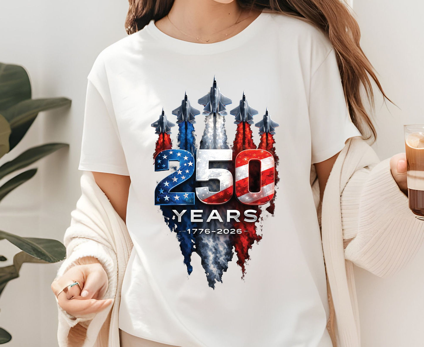 USA 250 Years Patriotic Fighter Jets Shirt American Flag Aviation Freedom Celebration Tees Independence Anniversary United States Gift