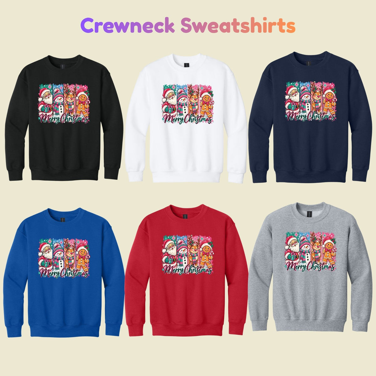 Christmas Characters T-Shirt, Santa Snowman Reindeer Gingerbread Tee, Holiday Sweatshirt