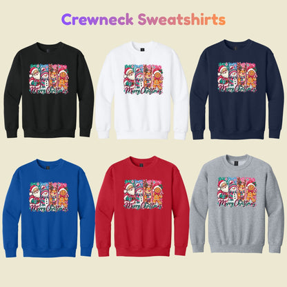 Christmas Characters T-Shirt, Santa Snowman Reindeer Gingerbread Tee, Holiday Sweatshirt