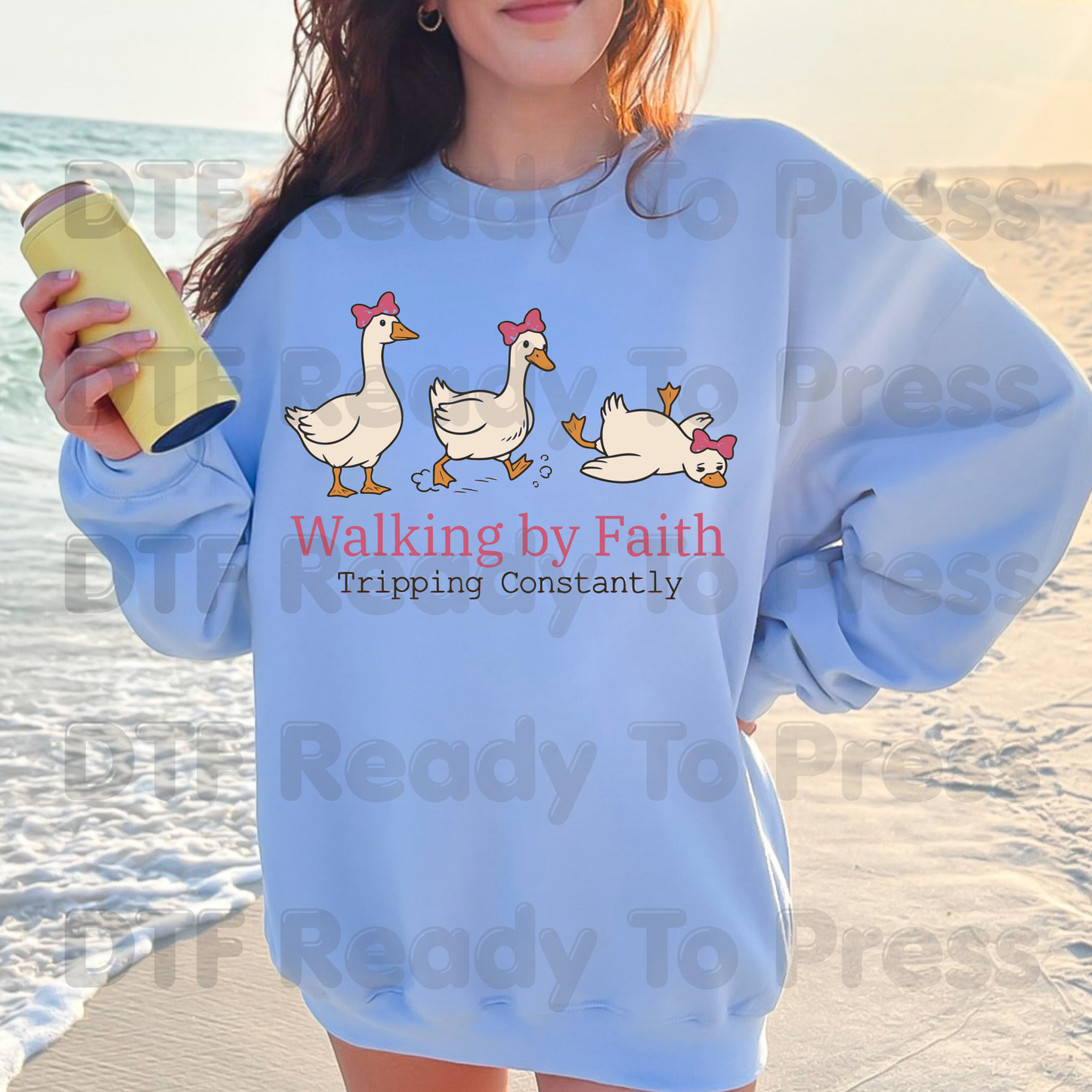 Walking By Faith Tripping Constantly Geese DTF Transfer
