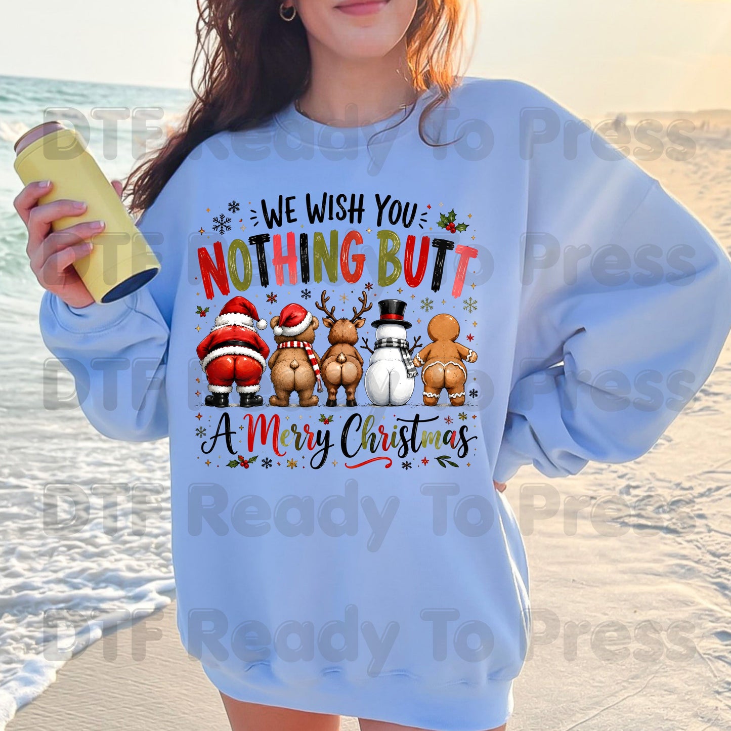 Funny Christmas DTF Transfers, Nothing Butt a Merry Christmas Santa Bear Reindeer Snowman Gingerbread Ready to Press