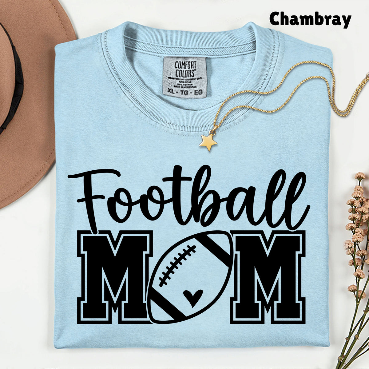 Football Mom Game Day Heart T-Shirt, Sports Season Varsity Letters Comfort Color Tee