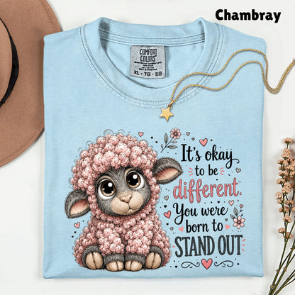 Inspirational Black Sheep Born to Stand Out T-Shirt, Cute Lamb Quote Tee