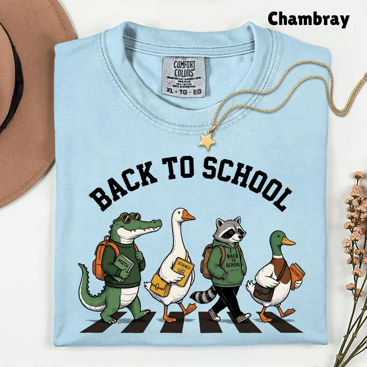 Back to School Animal T-Shirt, Abbey Road Alligator Goose Raccoon Duck Tee Sweatshirt
