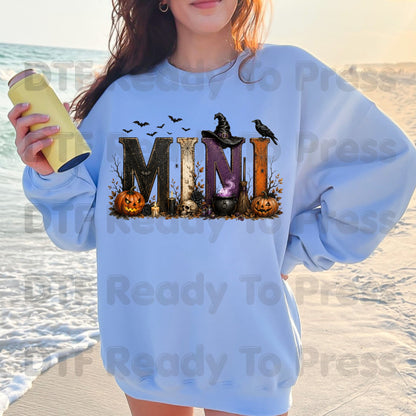 Mini Halloween DTF Transfers, Witch Hat Cauldron Pumpkin Kids Spooky Season Ready to Press