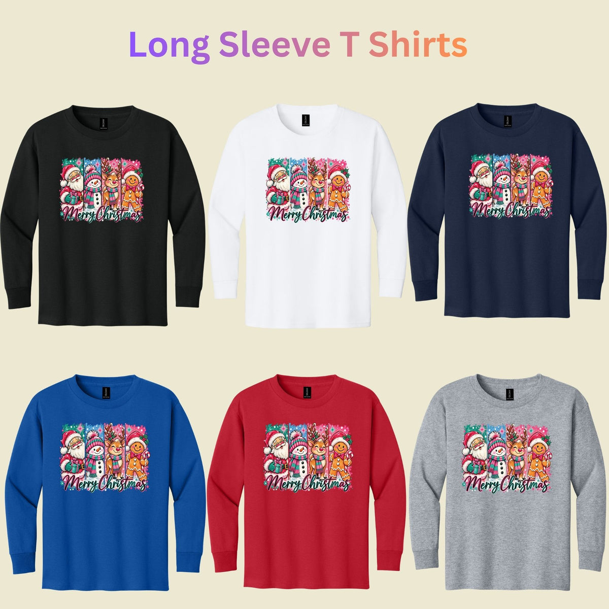 Christmas Characters T-Shirt, Santa Snowman Reindeer Gingerbread Tee, Holiday Sweatshirt
