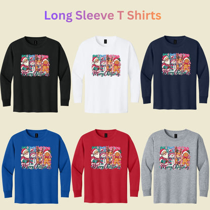 Christmas Characters T-Shirt, Santa Snowman Reindeer Gingerbread Tee, Holiday Sweatshirt