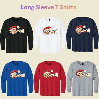 Funny Christmas Goose T-Shirt, Tangled Holiday Lights and Santa Hat Graphic Tee