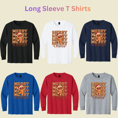 Funny Gingerbread Christmas T-Shirt, Merry Gingerbread Man with Sunglasses Graphic Tee, Cute Holiday Shirt