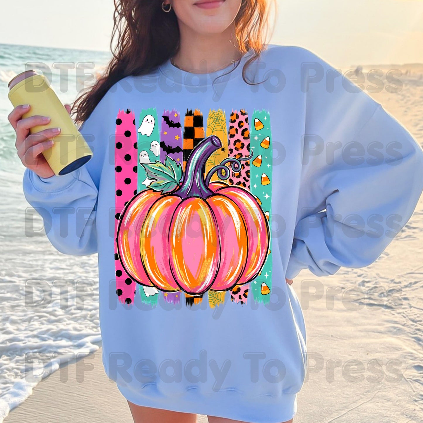 Halloween Pumpkin Brush Strokes DTF Transfers, Leopard Ghosts Candy Corn Spooky Season Ready to Press