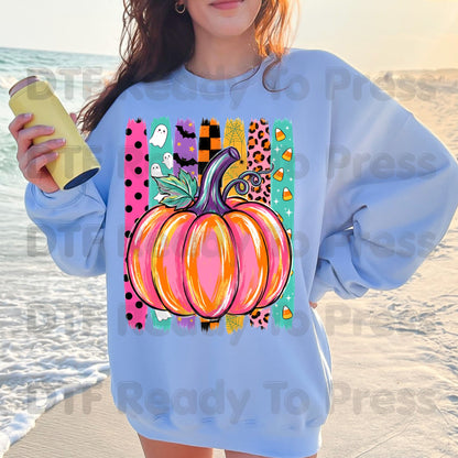 Halloween Pumpkin Brush Strokes DTF Transfers, Leopard Ghosts Candy Corn Spooky Season Ready to Press