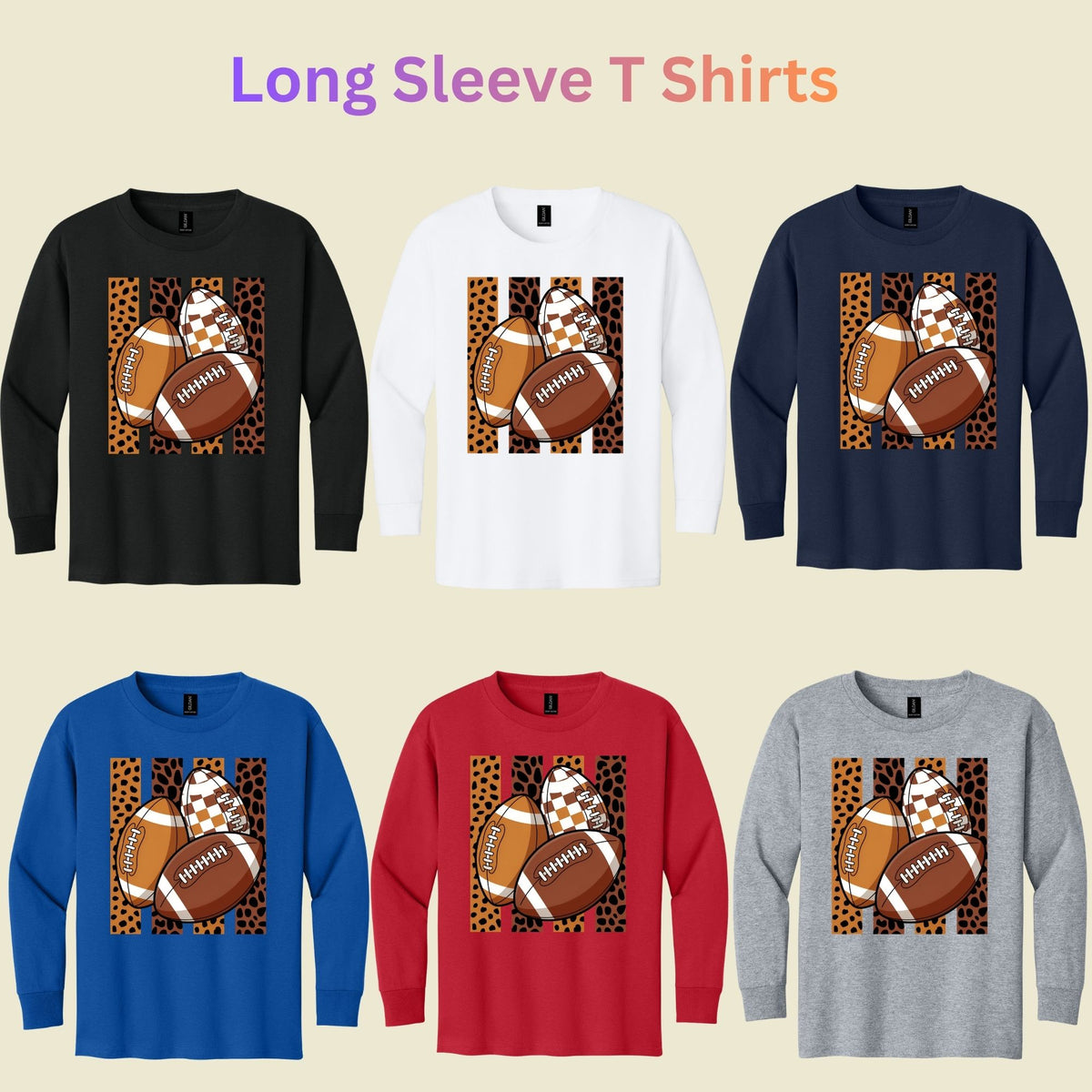 Leopard Football Game Day T-Shirt, Brown Checkered Football Season Tee for Youth